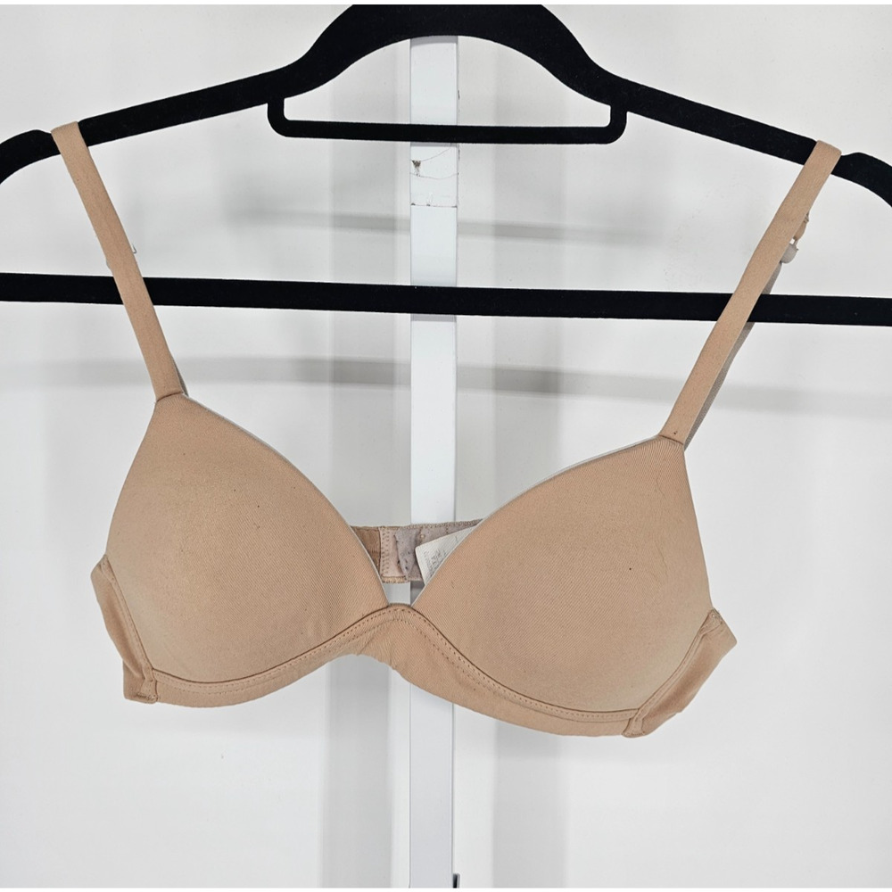 Vtg 1990s Delta Womens Sz 36A Classic T Shirt Bra Solid Beige
